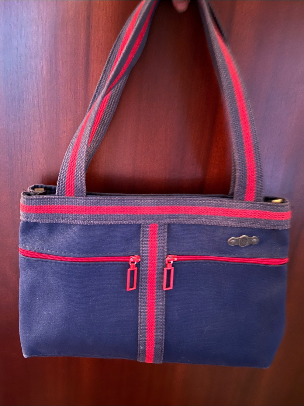 Vintage FS Originals Canvas Shoulder Tote Bag Navy & Red